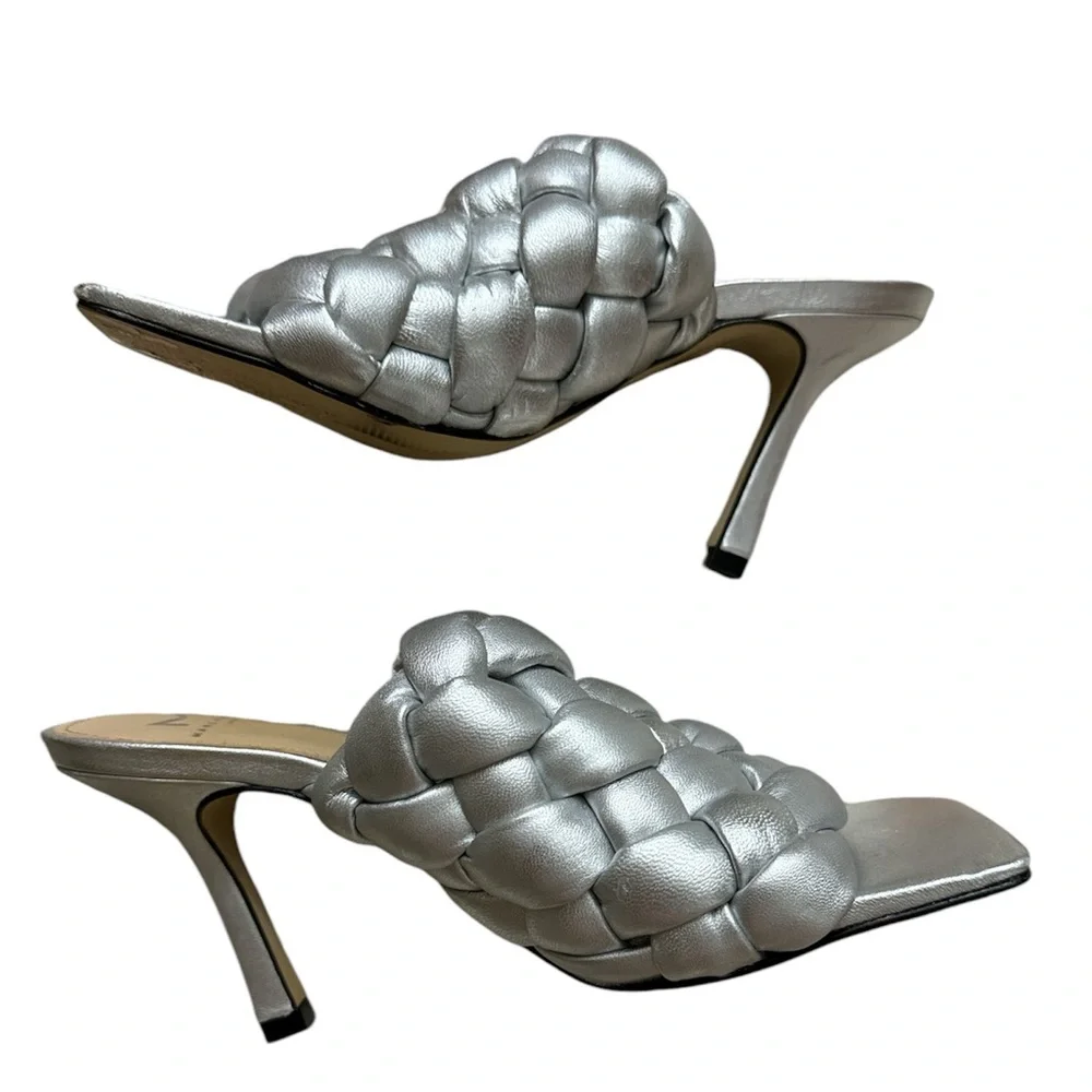Marc Fisher Silver Metallic Heeled Sandals